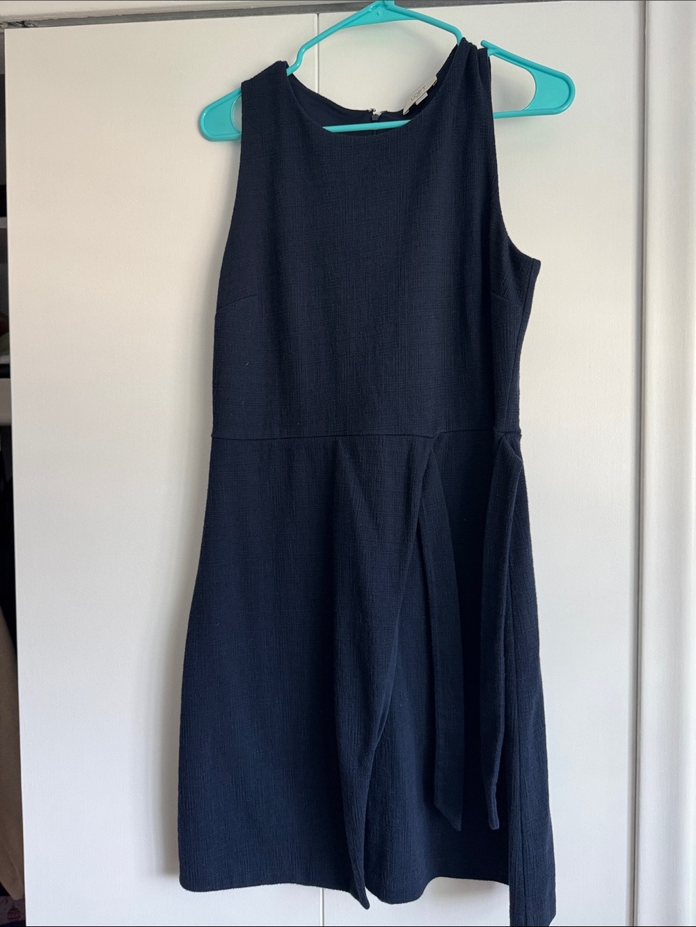 LOFT Navy Sleeveless Textured Fit-and-Flare Dress